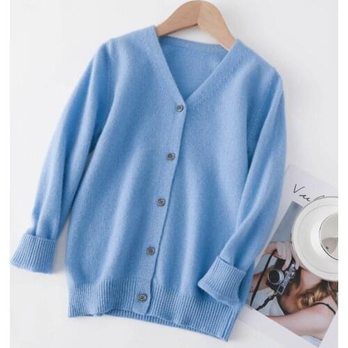 Childrens Knitted Cardigan 100% Pure Wool 21 Winter V-Neck All-Match Boys And Girls Basic Keep Warm Sweater Small Jacket 80-170