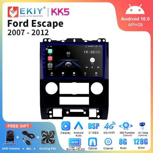 EKIY All-in-One Android 10 Car Multimedia Player For Ford Escape 2007-2012 8 Core wifi Autoradio Stereo Navigation GPS Carplay