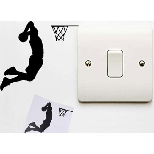 Basketball Player Cartoon Vinyl Switch Sticker Decor Lights witch Decor Wall Decals