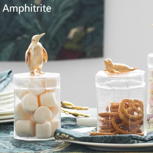 Candy Bottles Gilt Animal Decorating Glass Bottles Household Storage Jars Tea Cans Cotton Swab Boxes Storage Containers