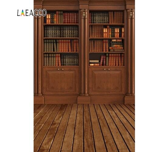 Laeacco Old Bookshelf Wooden Floor Photography Backgrounds Customized Photographic Backdrops For Photo Studio