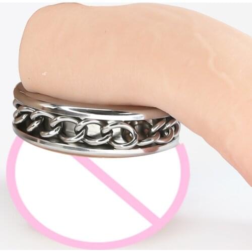 Stainless Steel Chain Ring Cock Ring Chain Glans Ring Male Sex Ring Stop Premature Ejaculation Erection Cock Cage Fetish Toys