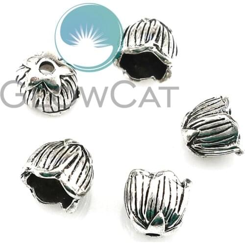 15pcs 8*8mm Vintage Silver Bead Caps For Jewelry Making Bracelet Necklace DIY Bead Caps Tassel Accessories 22344