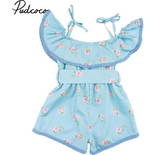 Pudcoco 2019 Kids Baby Girls Off shoulder Lace Floral Romper Jumpsuits Palysuit Outfits Girls Summer Clothes 1-6Y