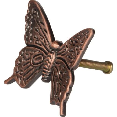 Red Bronze Butterfly Shaped Zinc Alloy Cabinet Drawer Handles Pull Knob for Furniture-10PCS/SET