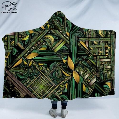 Cool Psychedelic Graffiti Character Hooded Blanket Adult colorful child Sherpa Fleece Wearable Blanket Microfiber Bedding c-022