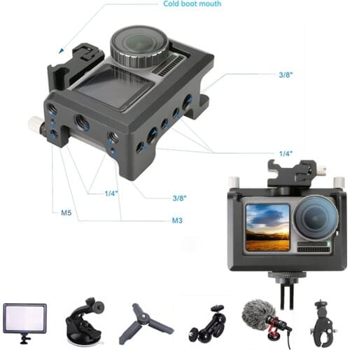Metal Cage Case for DJI OSMO Action Camera Aluminum Vlogging Housing Case Shell Protective Frame Mount for OSMO Action Camera