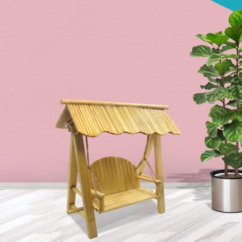 Cute Dollhouse Wood Miniature Swing Chair Life Scene Mini Furniture Model Girls Boys Play Toy Decoration Crafts Ornament Gifts