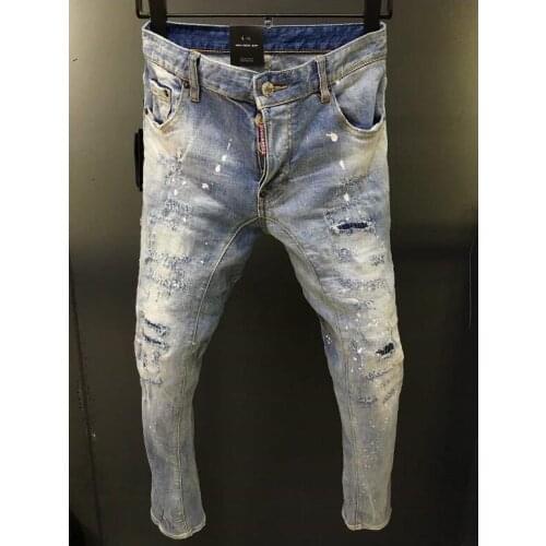 Men Jeans Pencil Pants Motorcycle Party Casual Trousers Street Clothing 2021 Denim Man Clothin A212