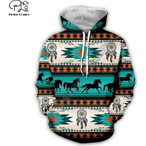 Men women indian native Print 3d hoodies harajuku sweatshirt zipper coat Unisex streetwear Hip-hop Casual Tracksuit pullover N3