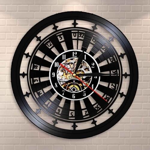 Casino Wall Clock Las Vegas 777 Poker Game Playing Car Gamble Room Sign Wall Decor Vinyl Record Wall Clock Roulette Clock Watch