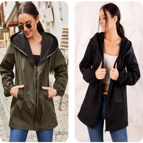 2020 New Fashion Women Waterproof Jackets Raincoats Turkish Autumn Winter Coat Windbreaker Jacket Rain Hoodie Zipper Girl