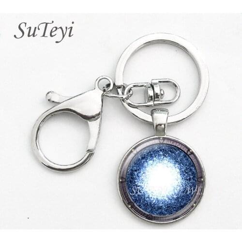 SUTEYI 12 Styles New Stargate Portal Pendant Key ring Stargate Glass Cabochon Portal Atlantis Key chain Jewelry for women