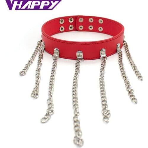 New Six Metal Tassels Black and Red Neck Collar Sexy Products For Adult Games Produtos Eroticos Para Casal VP-CR003004A