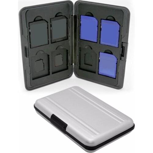 Protable Silver Plastic Memory Card Case 16 Slots (8+8) For Micro SD SD/ SDHC/ SDXC Card Storage Holder New Card Case