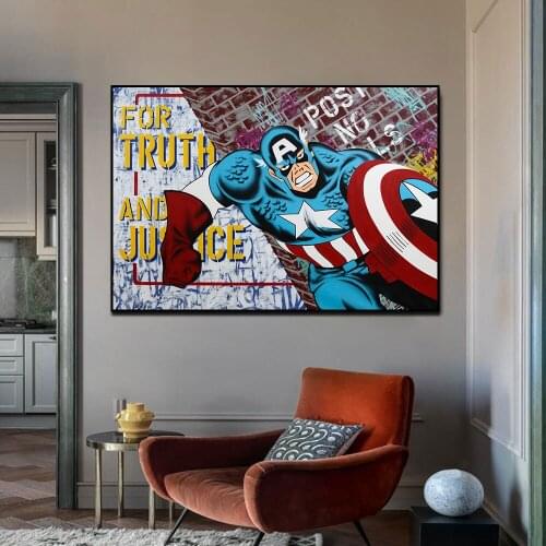 Graffiti Pop Art Marvel Captain American Poster And Painting Canvas Print On Wall Art Picture For Living Room Home Decor