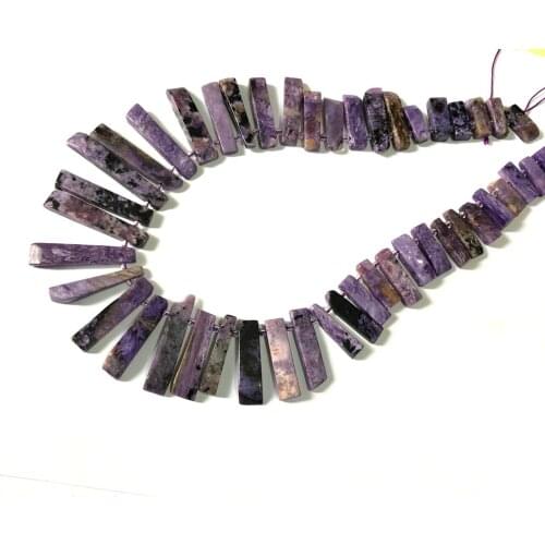 Natural Charoite Bead Long Chip Nugget Blade Stone bead pendant Necklace bead for Gem jewelry diy 1string of 15.5"