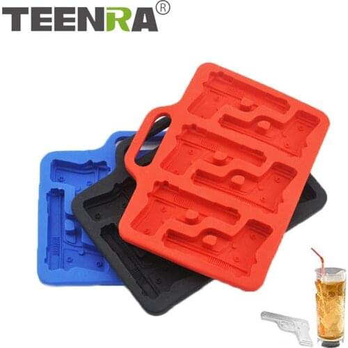 TEENRA Pistol Shape Ice Cube Mold Silicone Ice Maker Chocolate Mold Gun Ice Cube Tray Mould Kitchen Bar Party Tools