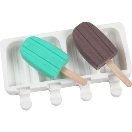 Silicone Ice Cream Mold Cube Maker 4 Holes Popsicle Molds Pastry Ball Candy Bar Tray Christmas Tree Mould Chocolate Kitchen