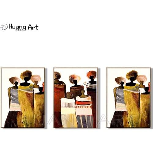 Modern Canvas Art Handmade African Women Oil Painting on Canvas for Living Room or Kitchen Decoration Abstract Portrait Picture