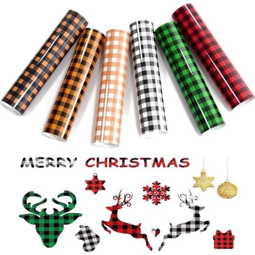 HTV Vinyl 8 Colors Buffalo Plaid HTV Heat Transfer Vinyl for Iron on for DIY T-Shirts Pillow Backpack Shoes Canvas Handbags