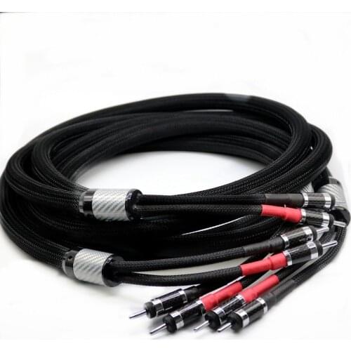 Yivosound Hifi Bi Wiring Speaker Cable Hi-end OCC Speaker Wire With Carbon Fiber Banana Plug