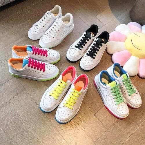 Womens Shoes Genuine Leather Casual Shoes Luxury Brands Designer Flat Shoes Comfortable Lace-Up Sneakers Mixed Colors Shoes