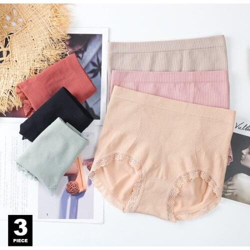 3Pcs Plus Size Cotton Panties Female Underpants High waist Panties For Women Briefs Underwear Comfortable Ladies Pantys Lingerie