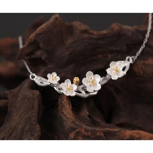 Vintage Plum Flower Choker Necklace For Women Long Chains Statement Necklace 2021 New Trendy Jewelry Gift