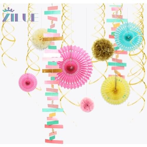 Zilue 2Pcs/lot 2M Irregular Rectangle Garlands DIY Paper Hanging Bunting Decor Party Wedding Baby Shower Birthday Decor Supplies