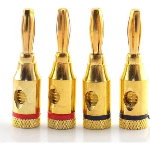 2/4/10pcs 4mm Banana Plug Connector 24k Gold-Plated Musical Audio Speaker Cable 8AWG to 20AWG Wire Converter Adapter Tool H10