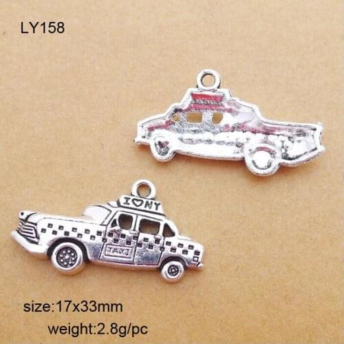 25pcs/lot 17x33mm Zinc Alloy Antique Silver Taxi DIY Charms Pendants