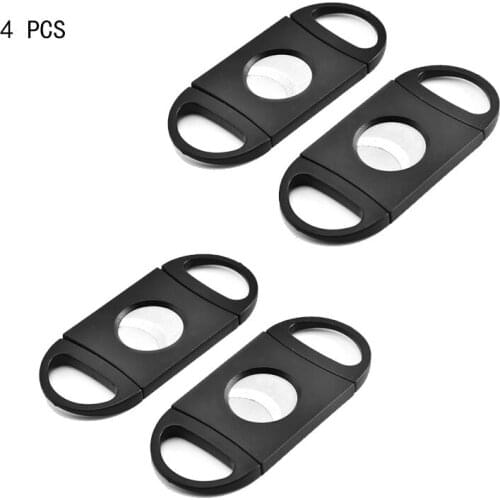PIPITA 4Pcs Black Plastic Cigar Cutter Pocket Double Blades Stainless Steel Scissors Cutter For Cigar Accessories