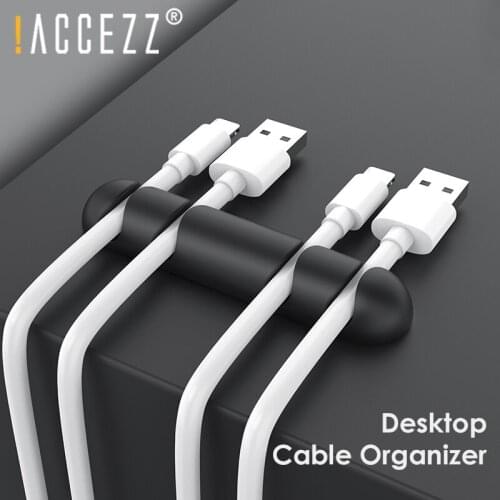 !ACCEZZ 5pcs USB Cable Organizer Silicone Clip Phone Cables Line Desktop Line Wire Winder Holder Earphone Mouse Cord Management