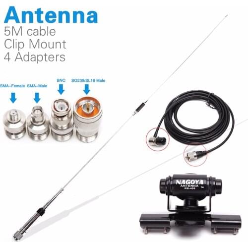 Nagoya NL-770R Walkie Talkie Mobile Radio Antenna Accessories Coaxial Cable Clip Mount +SMA-F SMA-M BNC SL16 Connector Adapter