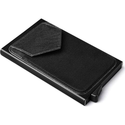 Aluminum Wallet With Pocket ID Card Holder Rfid Blocking Slim Metal Wallets Automatic Slide Credit Card Case Protector Black