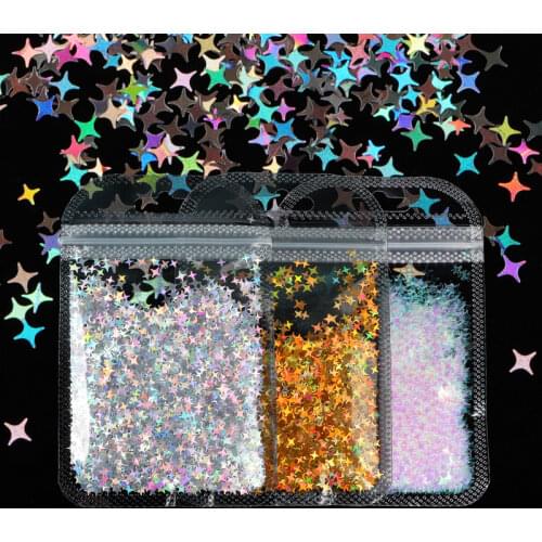 3 Colors Shiny Four-pointed Star Sequins Glitter For Resin Filling Nail Art Decorations Epoxy Resin Mold Crafts DIY Accessories