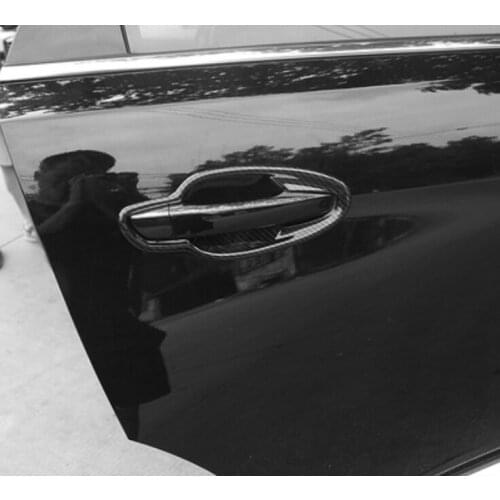 For Peugeot 5008 2017 ABS Car Side Door Handle Bowl Cover Decoration Trims Carbon fiber Car Styling Accessories 8pcs