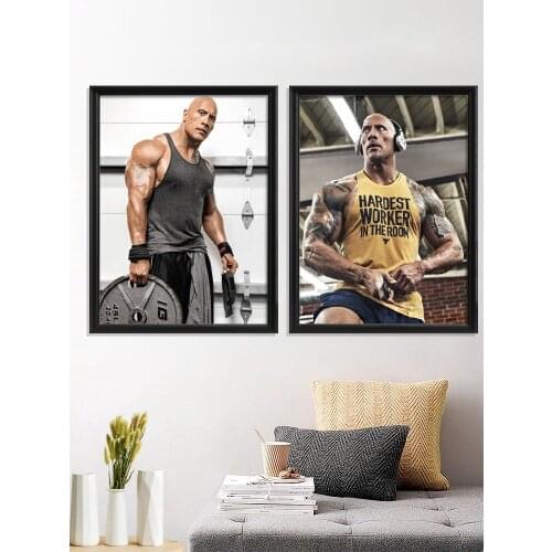 Dwayne Johnson Muscles Movie The Rock Johnson Portrait Bodybuilding Poster Wall Stiker Gift Prints Decor Room Art Silk Home
