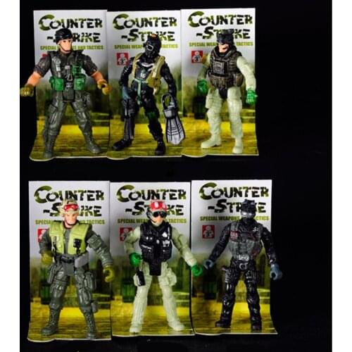 6 PCS Set 1:18 Scale Soldier Action Figure Toys 4 Inches PVC Soldier Military Doll Toys Decoration Collectable Model Kids Gifts