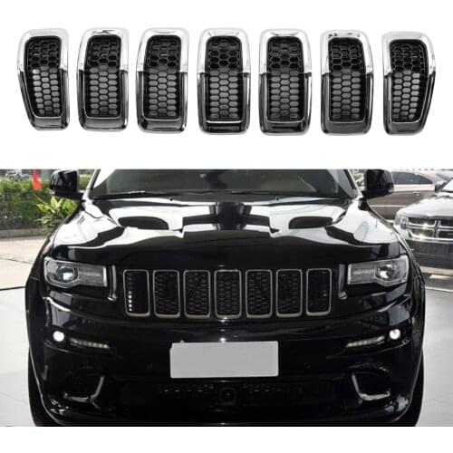 Gloss Black Mesh Grille Cover Painted,68303626AB, 68303626AA Replacement for Jeep Cherokee 2014-2018