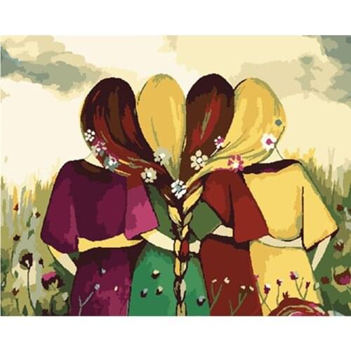 Four long-haired wome Figure DIY Painting By Numbers Wall Art Picture Acrylic Painting For Home Decoration Drop Shipping 60x75cm