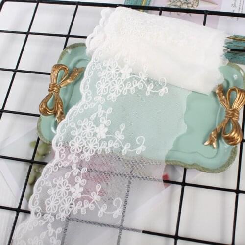 Width 11cm Fashion Lace Cotton Thread + Mesh Embroidery Lace Trims Fabric Clothing Home Textile For Sewing DIY Accessories
