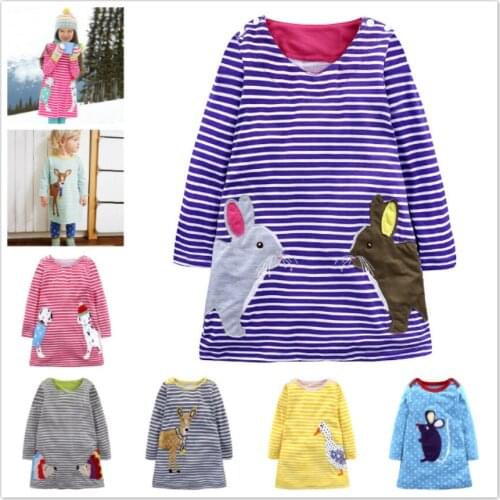 Cute children kids baby girls dresses cartoon dresses in toddler sizes girls long sleeve dresses for autumn clothing stripe