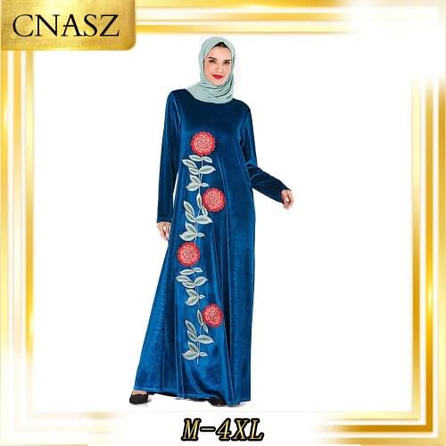 Muslim women Clothing fashion Arab abaya femme musulman large size embroidery Muslim Autumn casual large dress