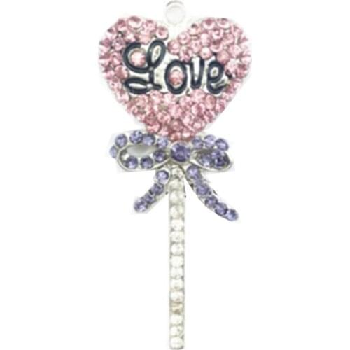 New design 45mm rhinestone lollipop with Valentines day love pendant