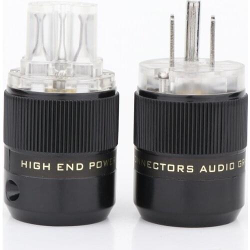 One Pair US Rhodium Plated Schuko Power Connector Audiophile DIY Mains Power cord Plug hifi