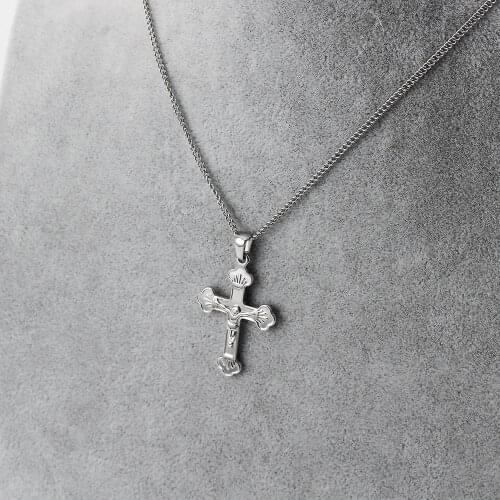 2mm Mens Necklace Stainless Steel Curb Cuban Link Chain Cross pendant necklaces Gold Color Jewelry Accesories for Men women