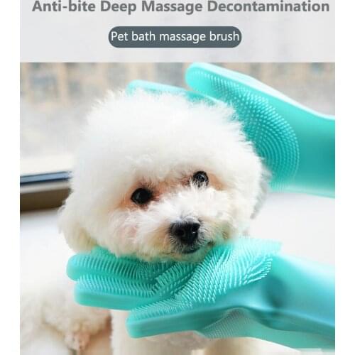 Pet Dog Cat Bathing Gloves Grooming Brush Anti-scratch Anti-biting Cat Hair Removal Tool Cats Comb Bath Clean Massage supplies