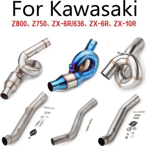 Motorcycle Exhaust Muffler Middle Pipe Connector Adapter Fit for Kawasaki Z800 Z750 ZX-6R/636 ZX-6R ZX-10R without Exhaust